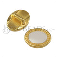 5mm flat OVAL DOTS slider SHINY GOLD with WHITE - 10 pcs