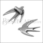 5mm flat SWALLOW BIRD slider ANT SILVER - 10 pcs
