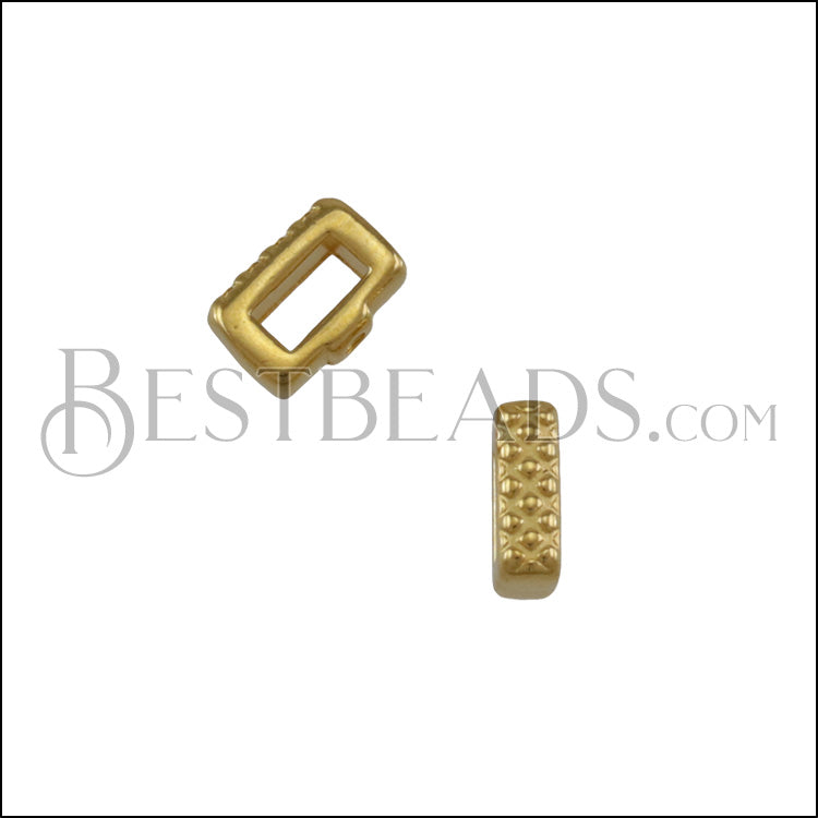 5mm flat CRIMP CROSSHATCH slider SHINY GOLD - 10 pcs
