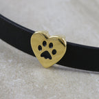 10mm flat HEART PAW slider GOLD with BLACK - 10 pcs