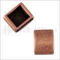 10mm flat PLAIN SQUARE slider ANT COPPER - 10 pcs