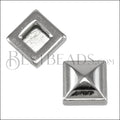 10mm flat PYRAMID STUD slider ANT SILVER - 10 pcs
