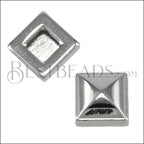 10mm flat PYRAMID STUD slider ANT SILVER - 10 pcs
