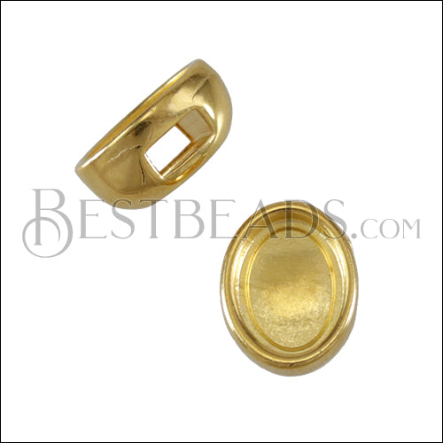 5mm flat CABOCHON 8x10 slider SHINY GOLD - 10 clasps