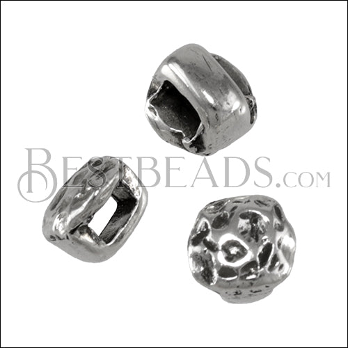 5mm flat RUSTIC CIRCLE slider ANT SILVER - 10 pcs