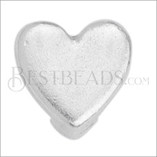 5mm flat HEART grip-it slider ANT. SILVER - 10 pcs