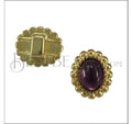 3mm flat OVAL DOTS AMETHYST SLIDER SHINY GOLD - 10 pcs