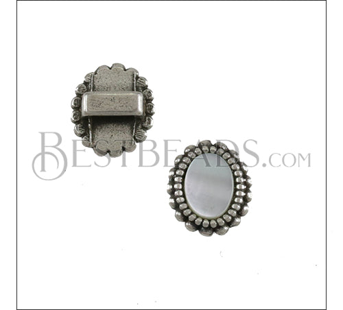 5mm flat OVAL DOTS NACRE SLIDER ANT SILVER - 10 pcs