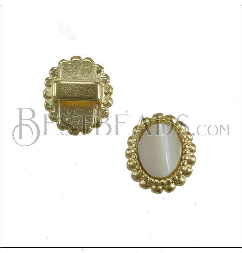 5mm flat OVAL DOTS NACRE SLIDER SHINY GOLD - 10 pcs