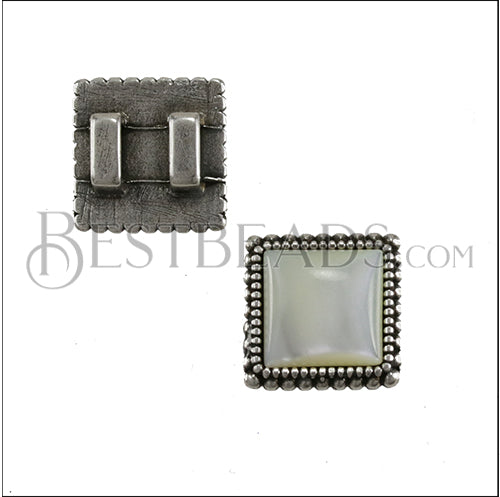 5mm flat SQUARE DOTS NACRE SLIDER ANT SILVER - 10 pcs