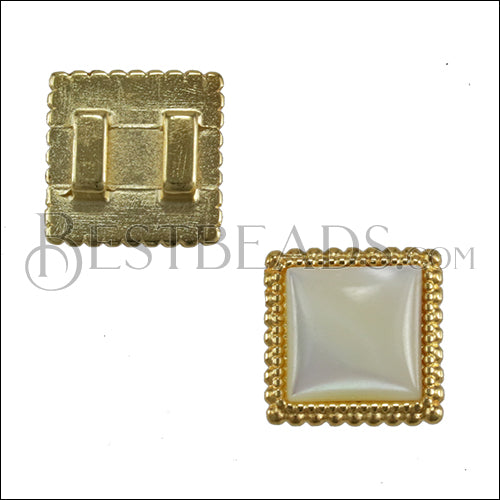5mm flat SQUARE DOTS NACRE SLIDER SHINY GOLD - 10 pcs