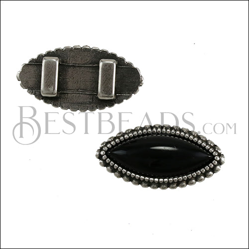 5mm flat MARQUISE DOTS ONYX SLIDER ANT SILVER - 5 pcs