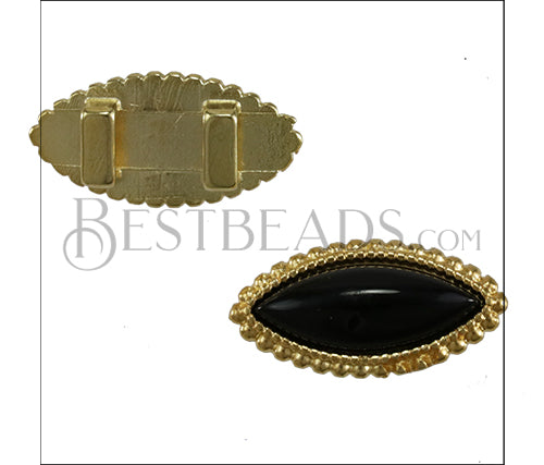 5mm flat MARQUISE DOTS ONYX SLIDER SHINY GOLD - 5 pcs