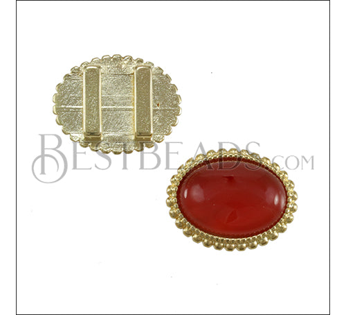 10mm flat OVAL DOTS CARNELIAN SLIDER SHINY GOLD - 10 pcs