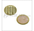10mm flat OVAL DOTS ROSE QUARTZ SLIDER SHINY GOLD - 10 pcs