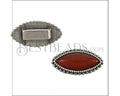 10mm flat MARQUISE DOTS CARNELIAN SLIDER ANT SILVER - 10 pcs