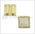 10mm flat SQUARE DOTS NACRE SLIDER SHINY GOLD - 10 pcs