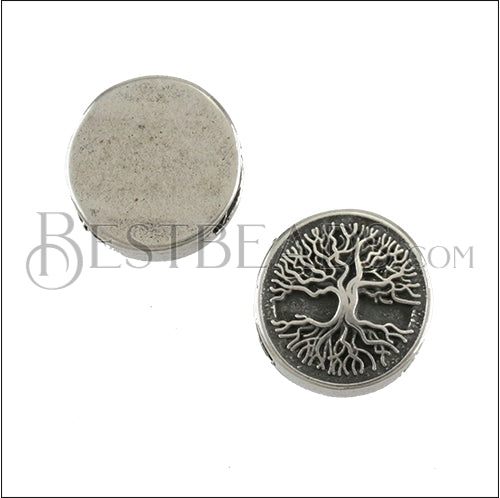 10mm flat REFLECTION TREE slider ANT SILVER - 10 pcs