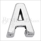 5mm flat LETTER A grip-it slider ANT. SILVER - 10 pcs