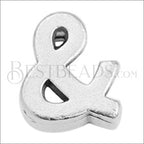 5mm flat AMPERSAND & grip-it slider ANT. SILVER - 10 pcs