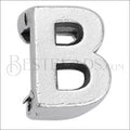 5mm flat LETTER B grip-it slider ANT. SILVER - 10 pcs