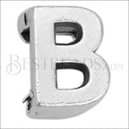 5mm flat LETTER B grip-it slider ANT. SILVER - 10 pcs