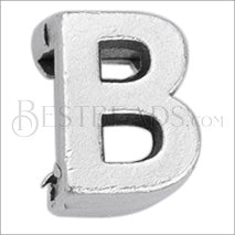 5mm flat LETTER B grip-it slider ANT. SILVER - 10 pcs