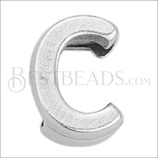 5mm flat LETTER C grip-it slider ANT. SILVER - 10 pcs