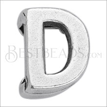 5mm flat LETTER D grip-it slider ANT. SILVER - 10 pcs