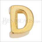 5mm flat LETTER D grip-it slider GOLD - 10 pcs