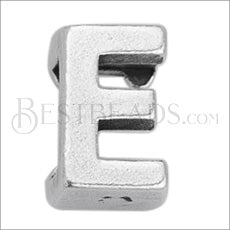 5mm flat LETTER E grip-it slider ANT. SILVER - 10 pcs