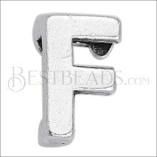 5mm flat LETTER F grip-it slider ANT. SILVER - 10 pcs