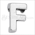 5mm flat LETTER F grip-it slider ANT. SILVER - 10 pcs