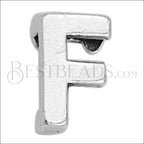 5mm flat LETTER F grip-it slider ANT. SILVER - 10 pcs
