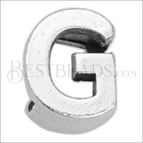 5mm flat LETTER G grip-it slider ANT. SILVER - 10 pcs