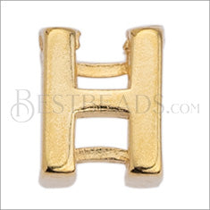 5mm flat LETTER H grip-it slider GOLD - 10 pcs