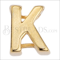 5mm flat LETTER K grip-it slider GOLD - 10 pcs