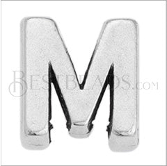 5mm flat LETTER M grip-it slider ANT. SILVER - 10 pcs