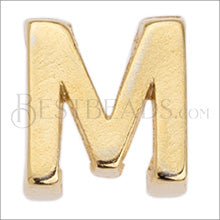 5mm flat LETTER M grip-it slider GOLD - 10 pcs