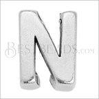 5mm flat LETTER N grip-it slider ANT. SILVER - 10 pcs