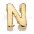 5mm flat LETTER N grip-it slider GOLD - 10 pcs