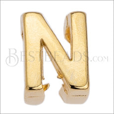 5mm flat LETTER N grip-it slider GOLD - 10 pcs