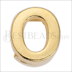 5mm flat LETTER O grip-it slider GOLD - 10 pcs