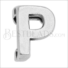 5mm flat LETTER P grip-it slider ANT. SILVER - 10 pcs