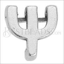 5mm flat LETTER Psi grip-it slider ANT. SILVER - 10 pcs