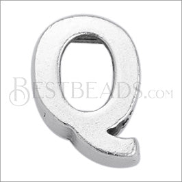 5mm flat LETTER Q grip-it slider ANT. SILVER - 10 pcs