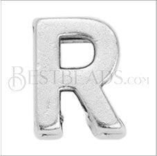 5mm flat LETTER R grip-it slider ANT. SILVER - 10 pcs
