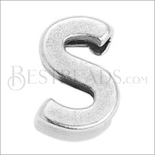 5mm flat LETTER S grip-it slider ANT. SILVER - 10 pcs