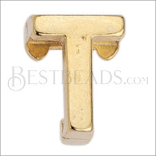 5mm flat LETTER T grip-it slider GOLD - 10 pcs
