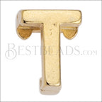 5mm flat LETTER T grip-it slider GOLD - 10 pcs